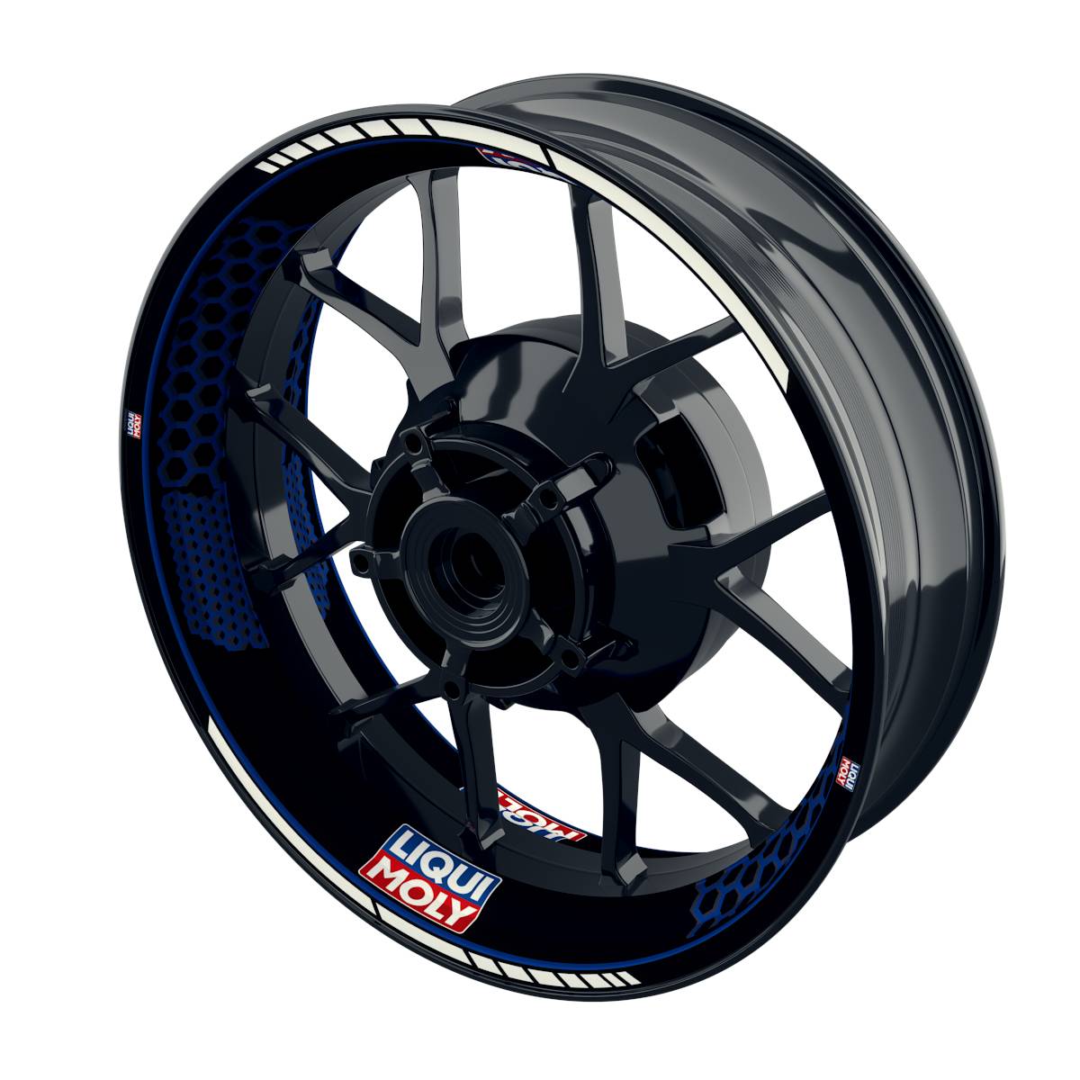 Felgenaufkleber Liqui Moly Motiv Hexagon schwarz Wheelsticker Premium blau