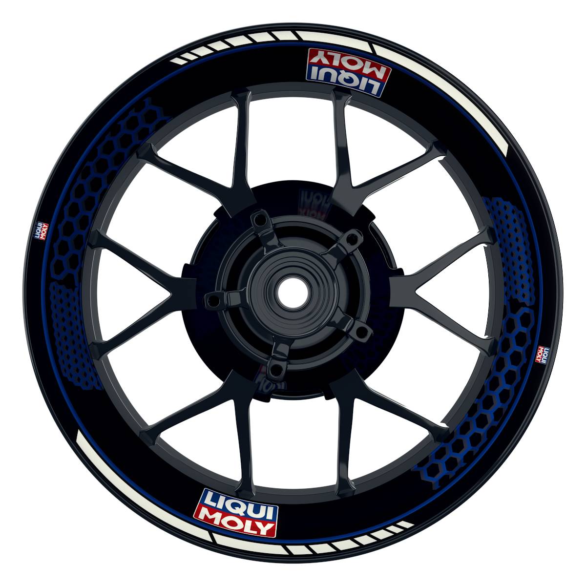Felgenaufkleber Liqui Moly Motiv Hexagon schwarz Wheelsticker Premium blau