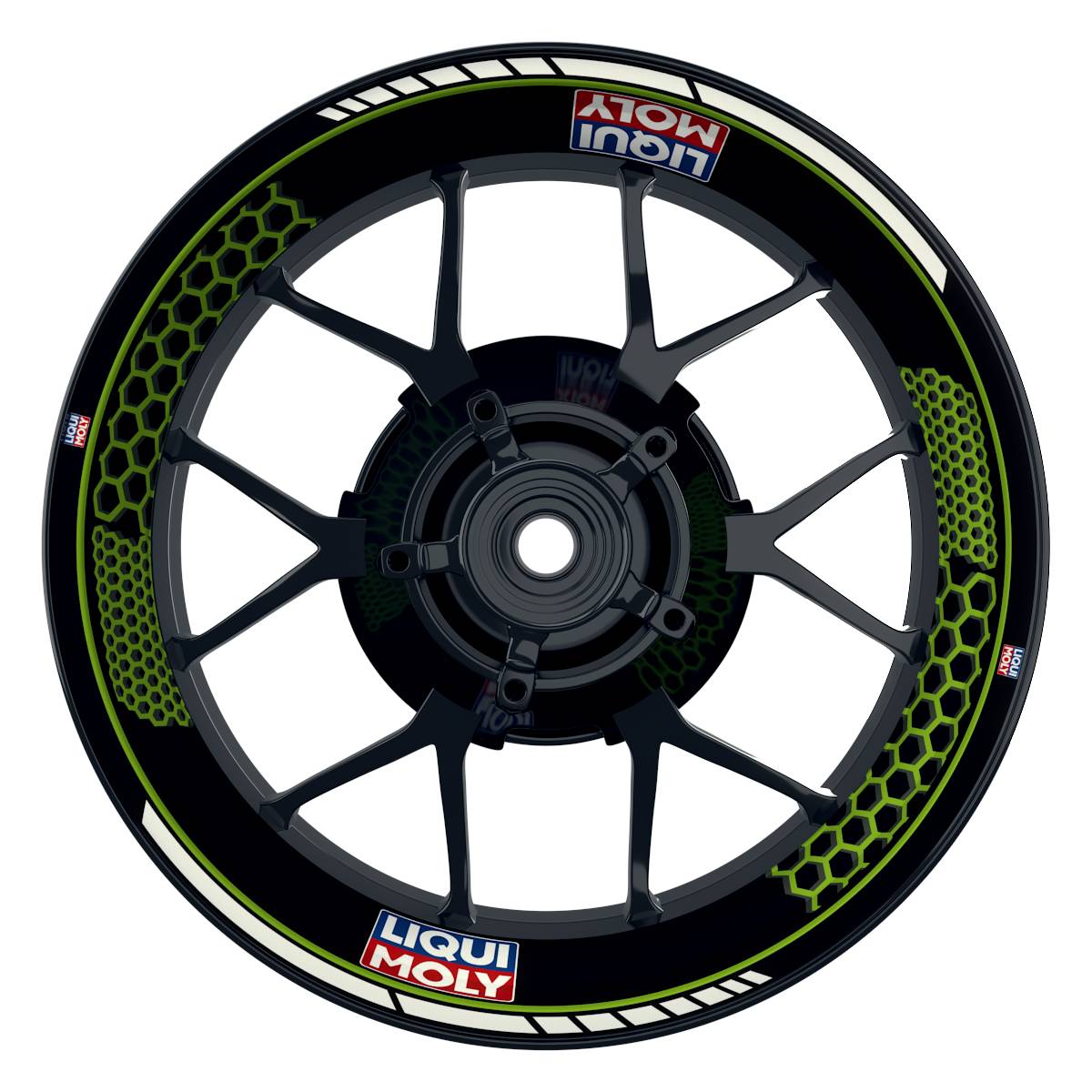 Felgenaufkleber Liqui Moly Motiv Hexagon schwarz Wheelsticker Premium grün