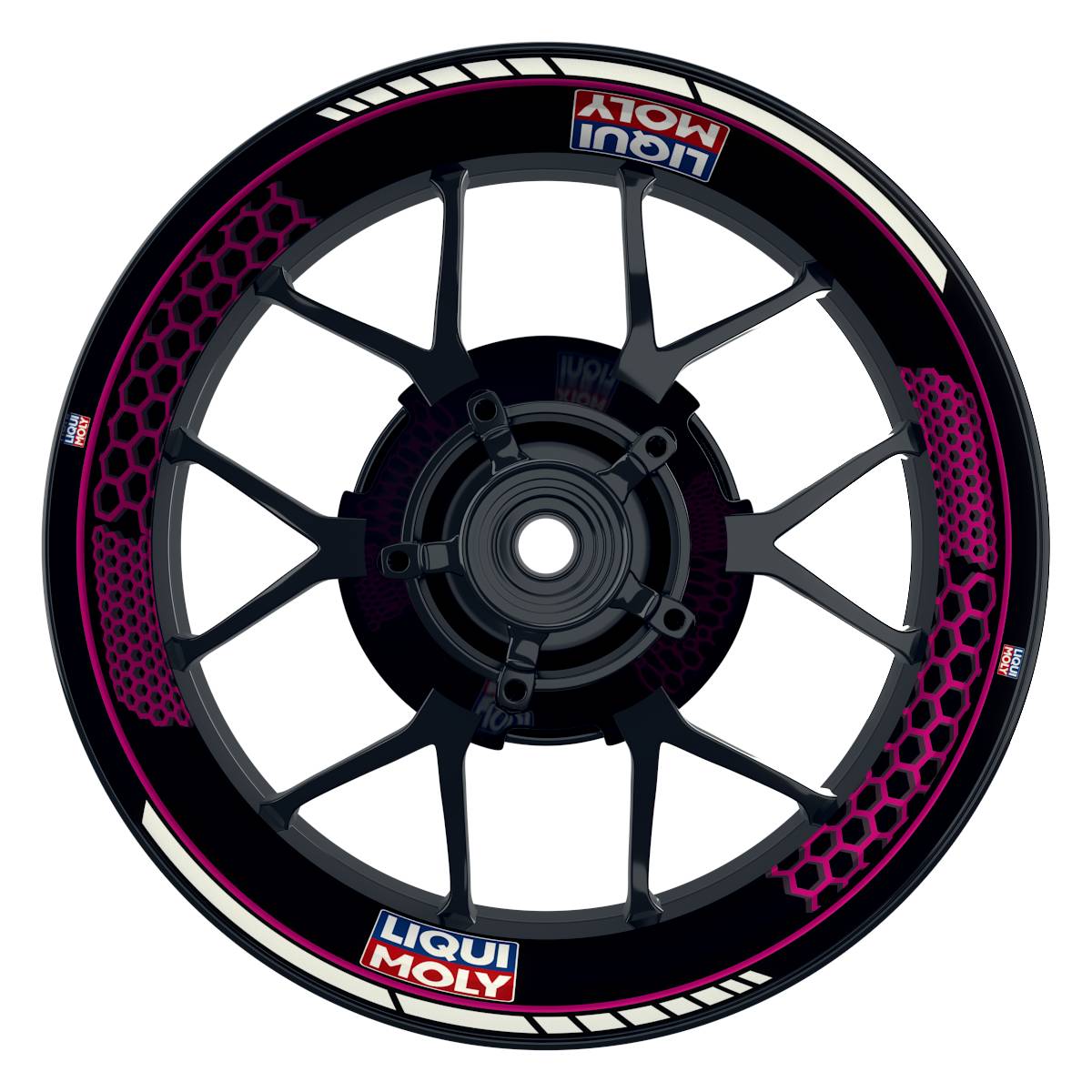 Felgenaufkleber Liqui Moly Motiv Hexagon schwarz Wheelsticker Premium pink