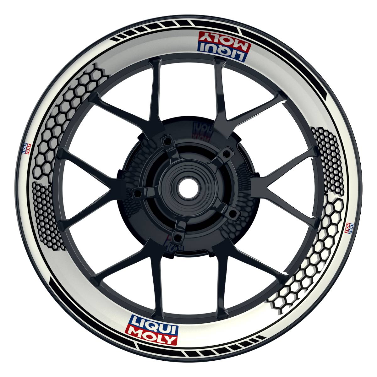 Felgenaufkleber Liqui Moly Motiv Hexagon schwarz Wheelsticker Premium weiss