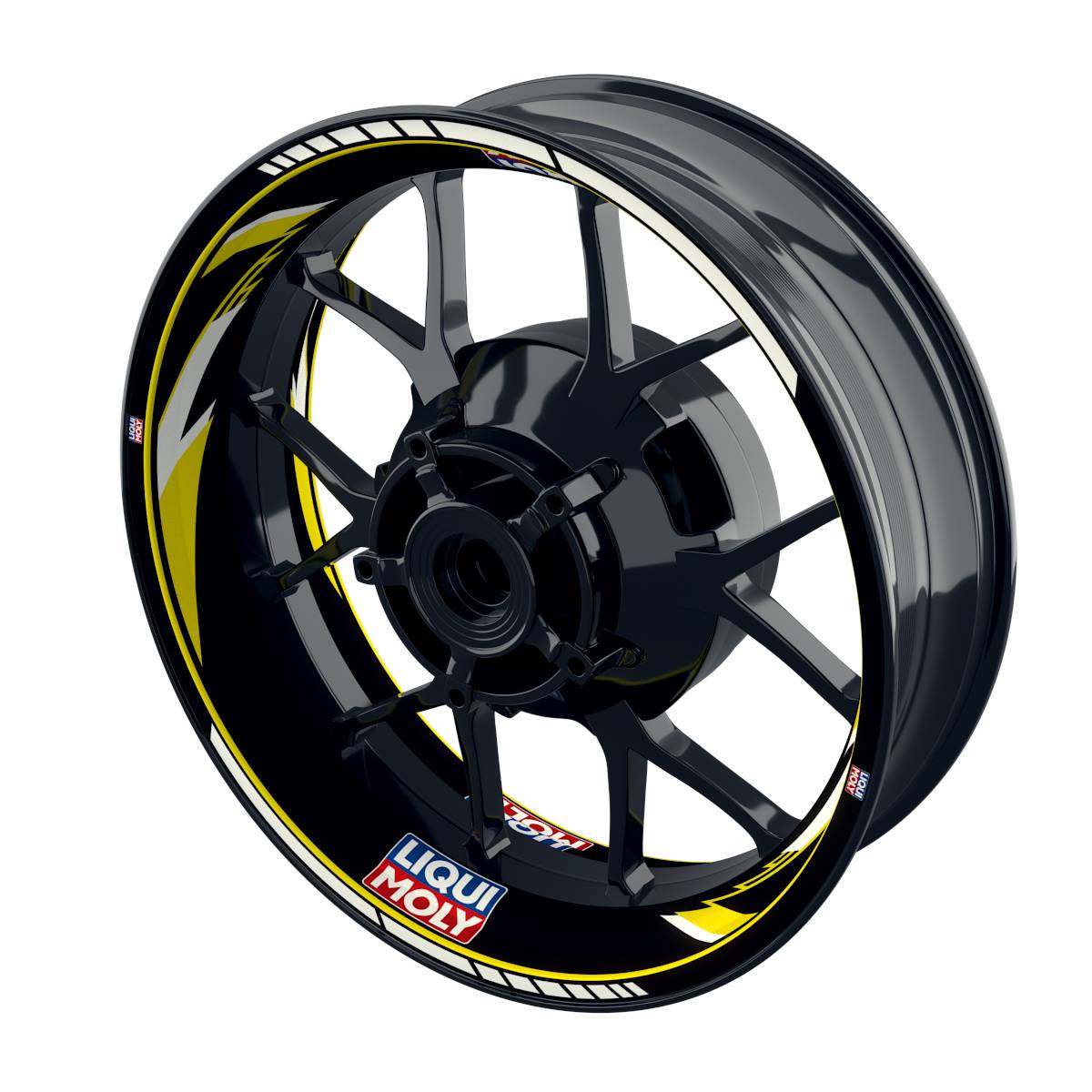 Felgenaufkleber Liqui Moly Motiv Razor schwarz Wheelsticker Premium gelb