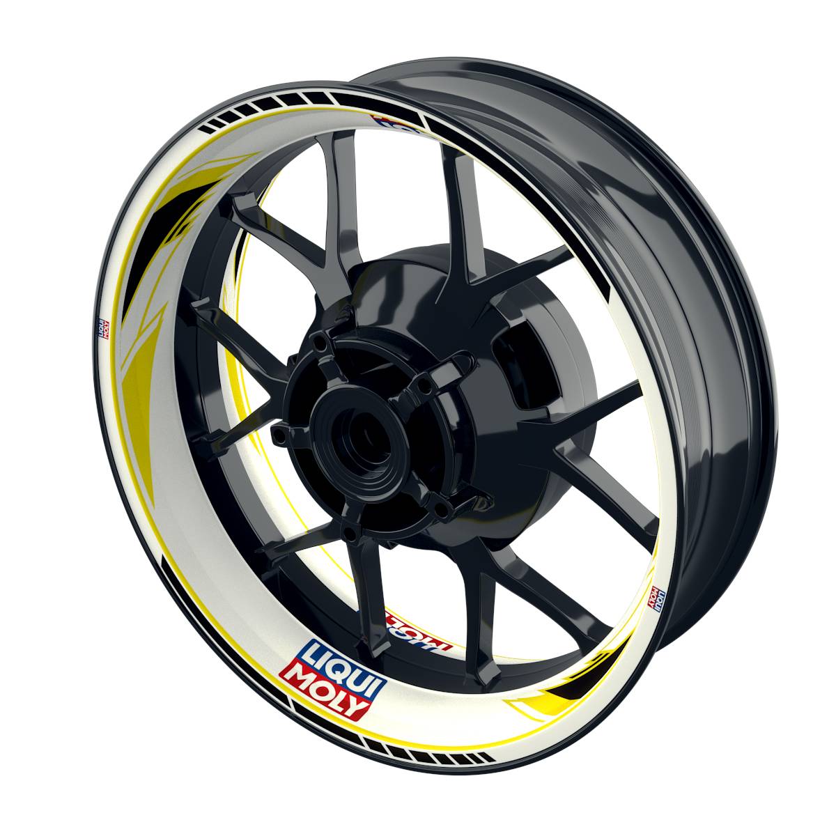 Felgenaufkleber Liqui Moly Motiv Razor weiss Wheelsticker Premium gelb