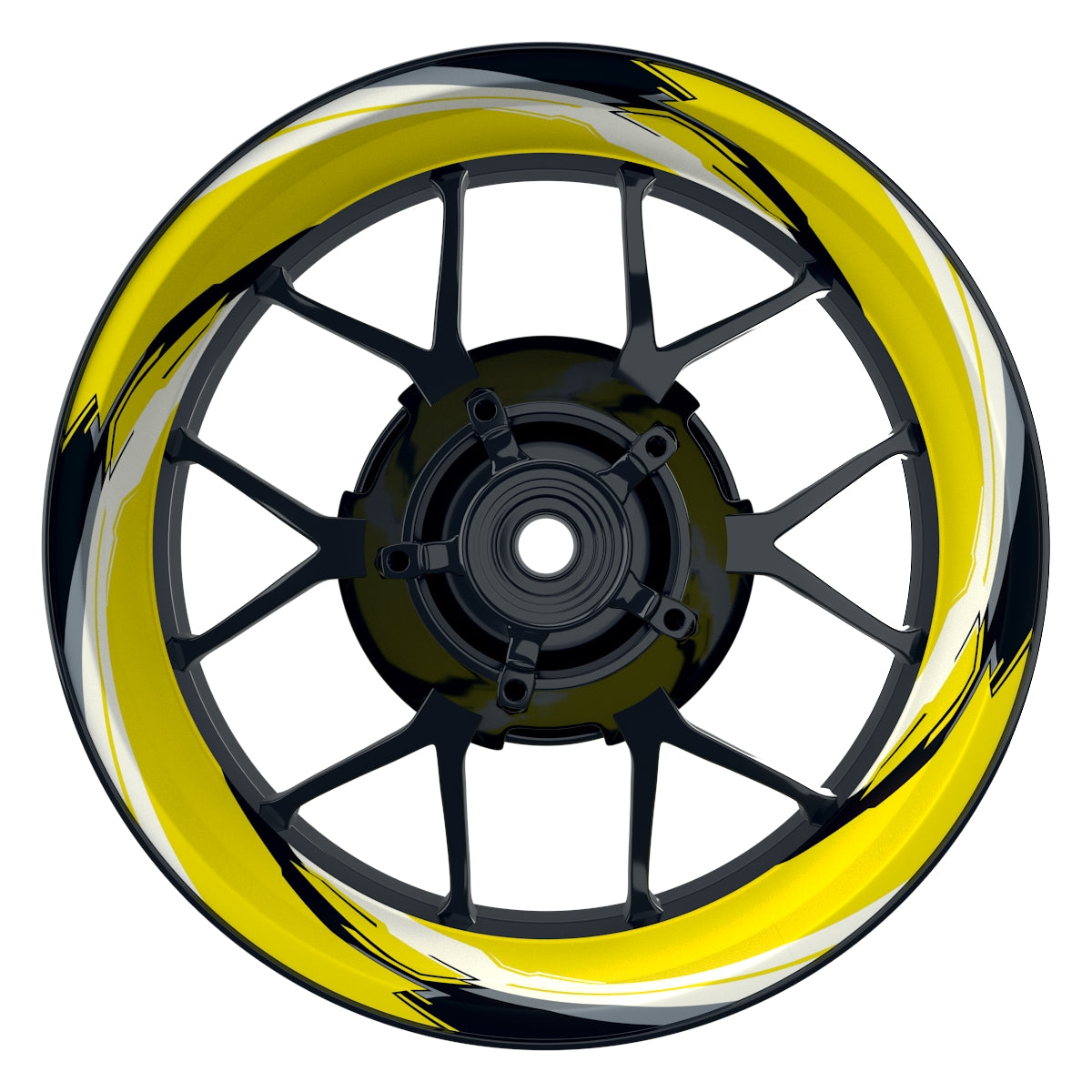 Felgenaufkleber RACING V2 Premium geteilt gelb