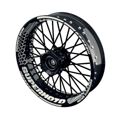 Felgenaufkleber Supermoto Design Hexagon S weiss