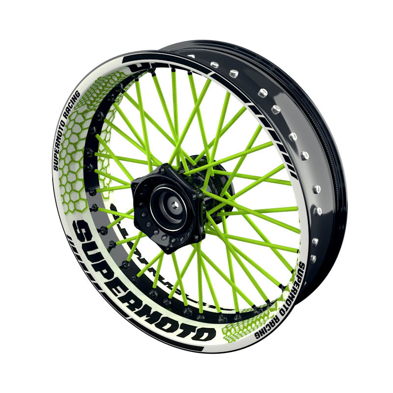 Felgenaufkleber Supermoto Design Hexagon W grün
