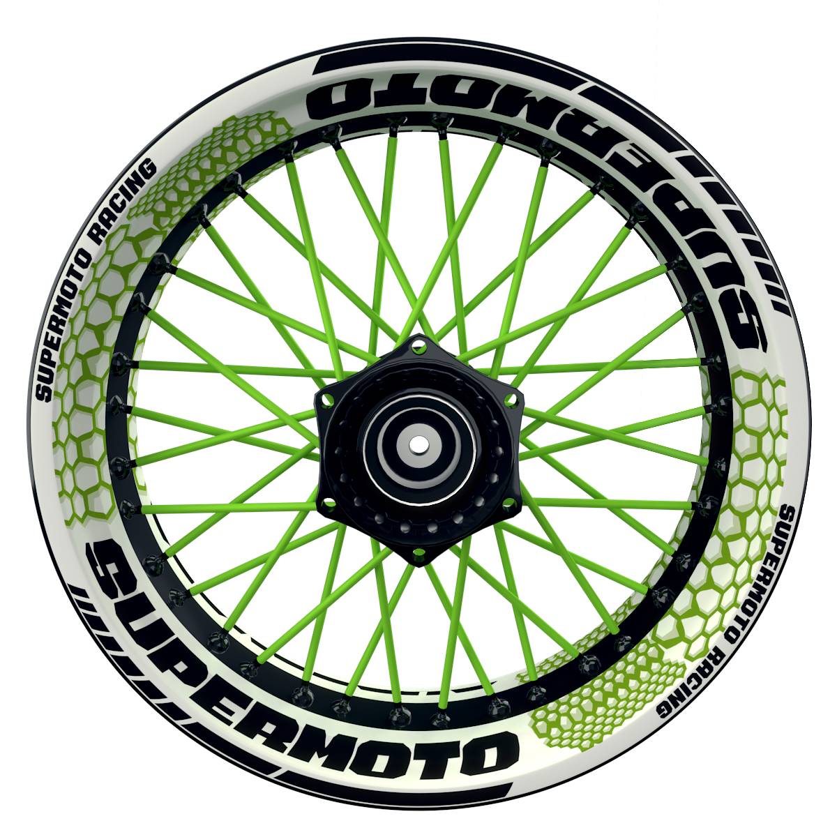 Felgenaufkleber Supermoto Design Hexagon W grün