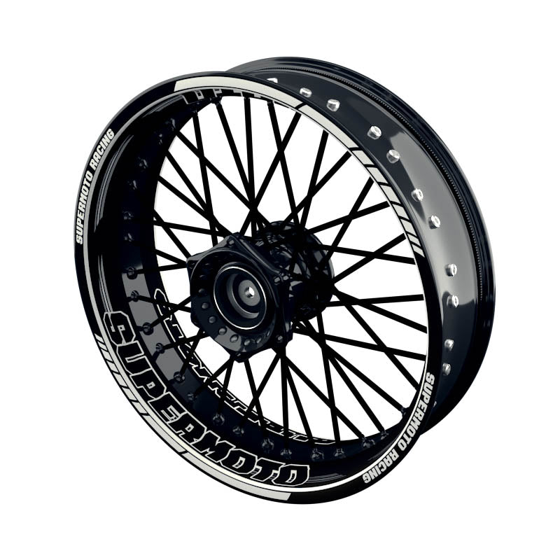 Felgenaufkleber Supermoto Design Scratched S weiss
