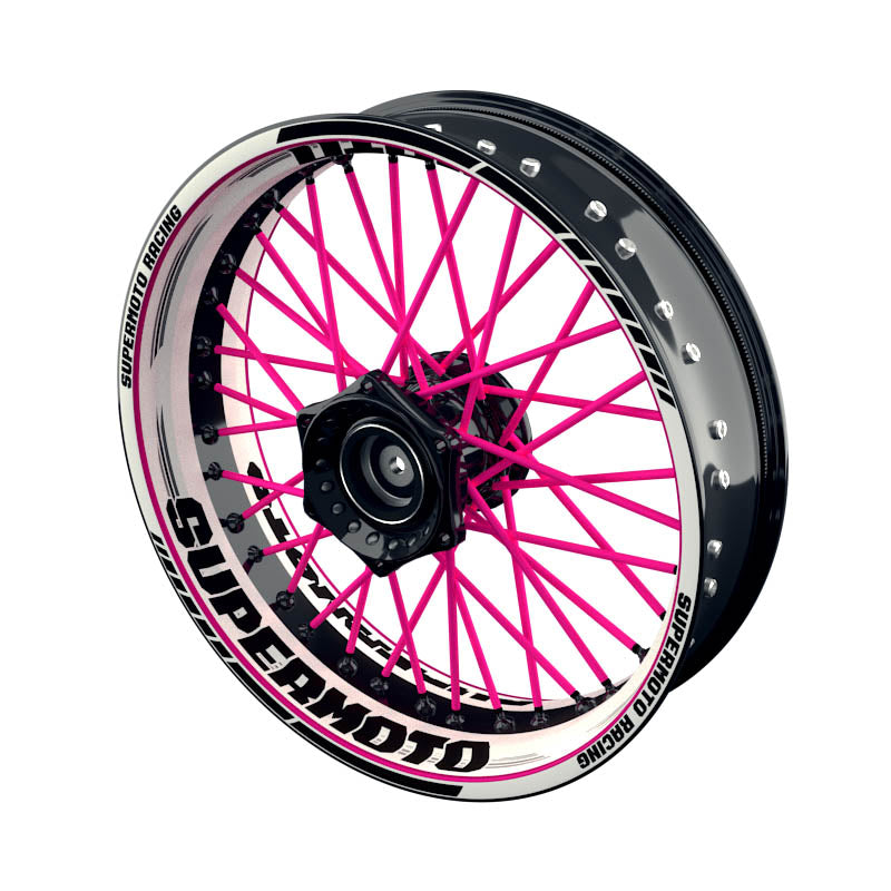 Felgenaufkleber Supermoto Design Scratched W pink
