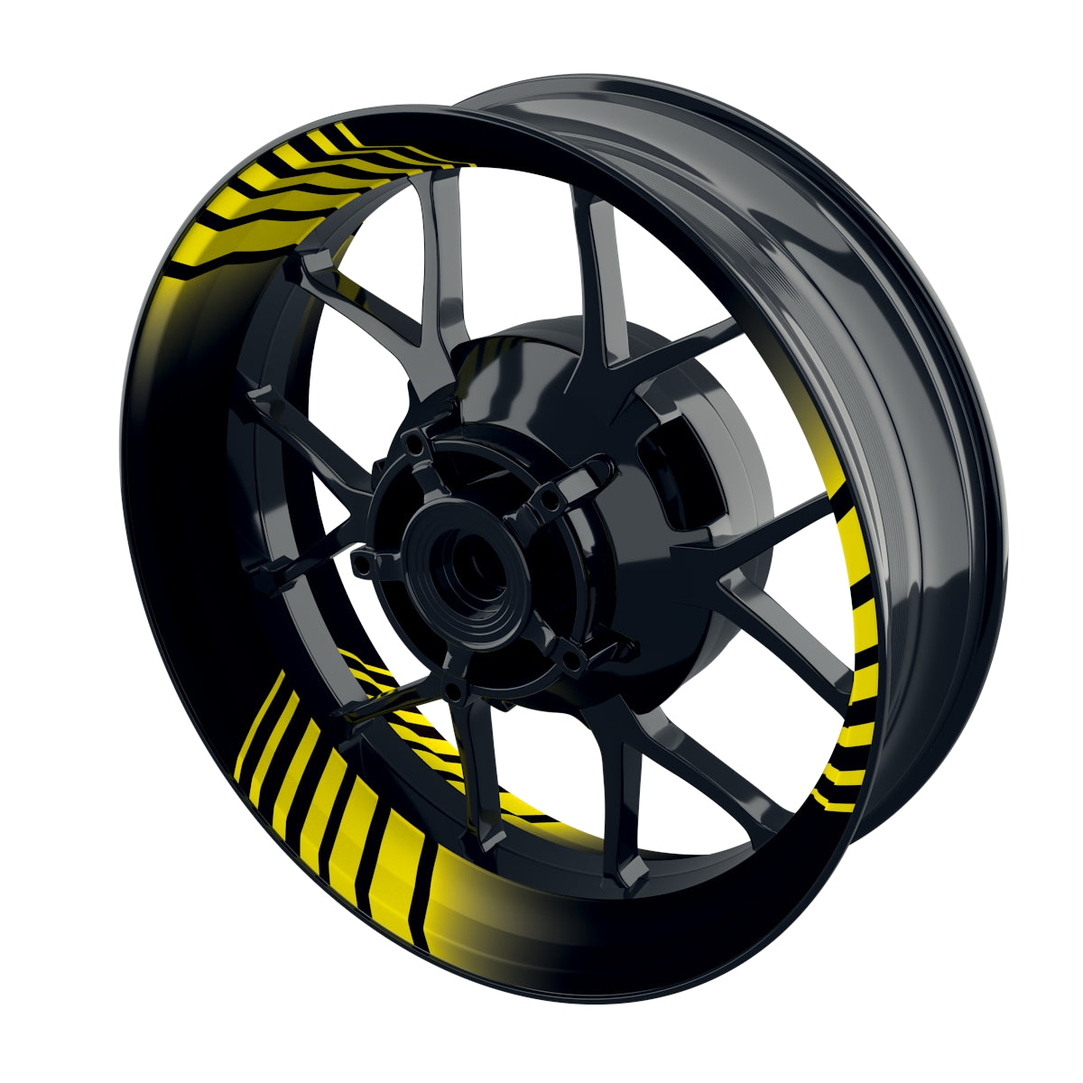 Individuelle Felgenaufkleber "Techno" schwarz Premium Wheelsticker gelb