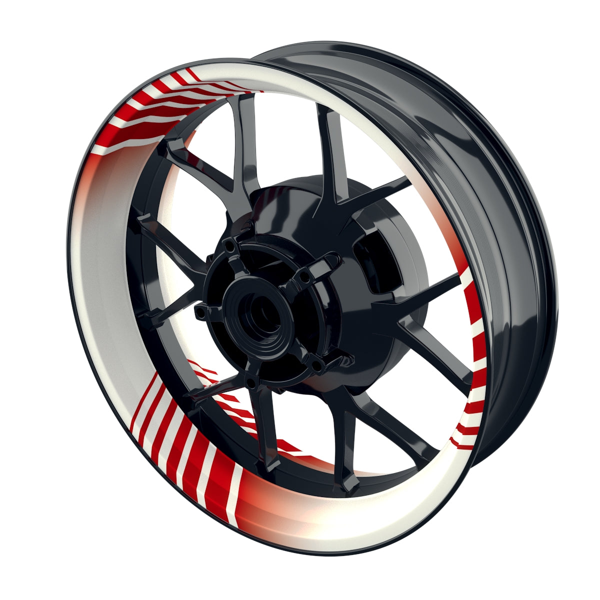 Felgenaufkleber Techno weiss Wheelsticker Premium rot