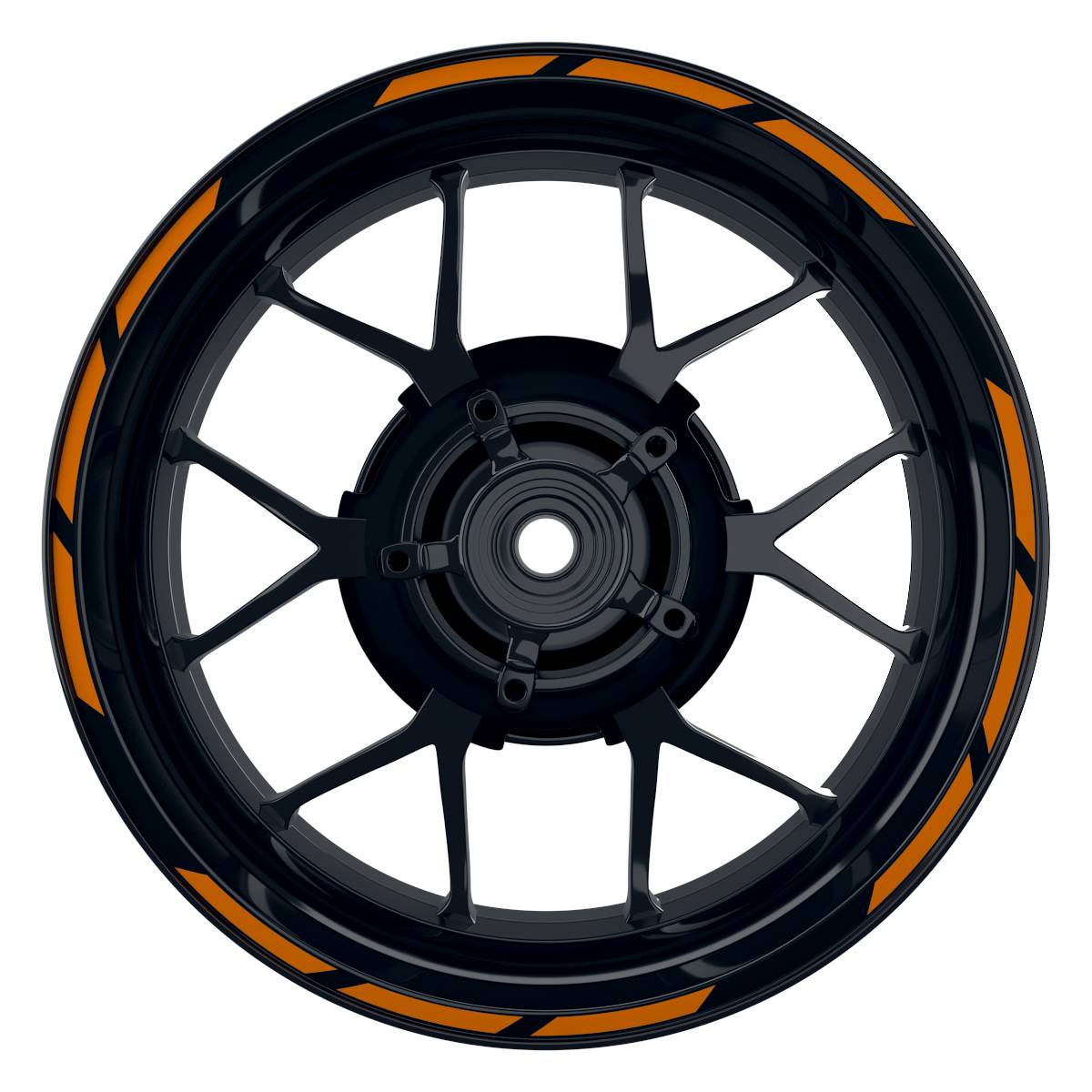 Felgenrandaufkleber V2 schwarz orange Frontansicht