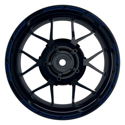 Felgenrandaufkleber V3 schwarz blau Frontansicht