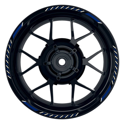 Felgenrandaufkleber V8 schwarz blau Frontansicht