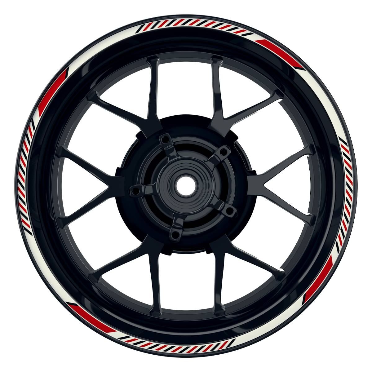 Felgenrandaufkleber V8 weiss rot Frontansicht