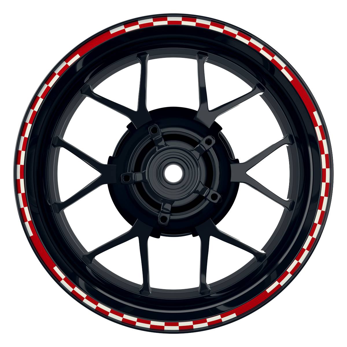 Felgenrandaufkleber V10 weiss rot Frontansicht