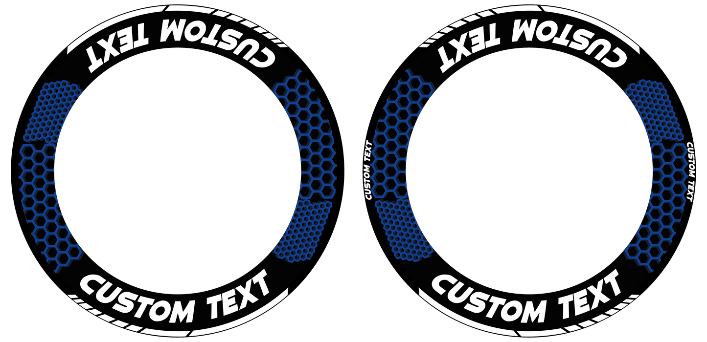 Individuelle Felgenaufkleber "Hexagon" schwarz Premium Wheelsticker blau
