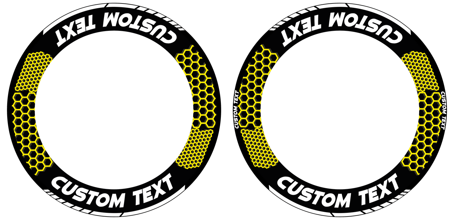 Individuelle Felgenaufkleber "Hexagon" schwarz Premium Wheelsticker gelb