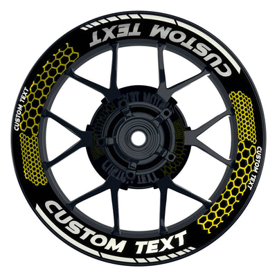 Individuelle Felgenaufkleber "Hexagon" schwarz Premium Wheelsticker gelb
