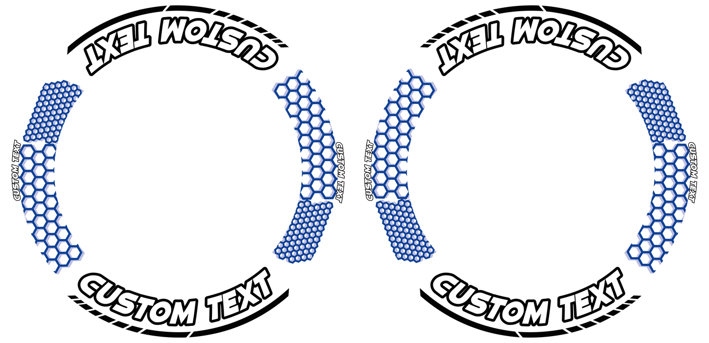 Individuelle Felgenaufkleber "Hexagon" weiss Premium Wheelsticker blau