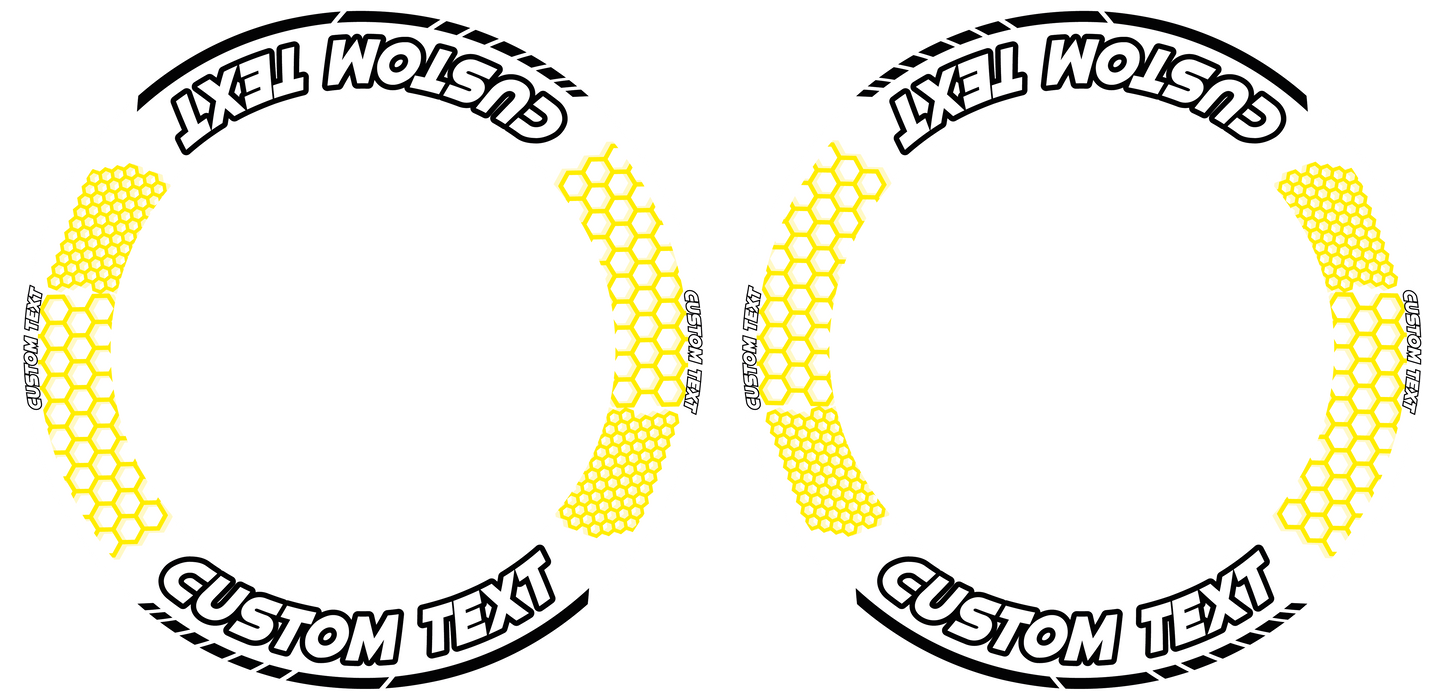 Individuelle Felgenaufkleber "Hexagon" weiss Premium Wheelsticker gelb