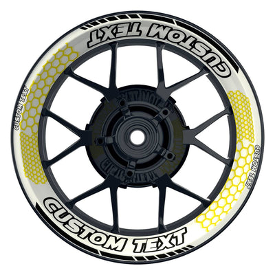 Individuelle Felgenaufkleber "Hexagon" weiss Premium Wheelsticker gelb