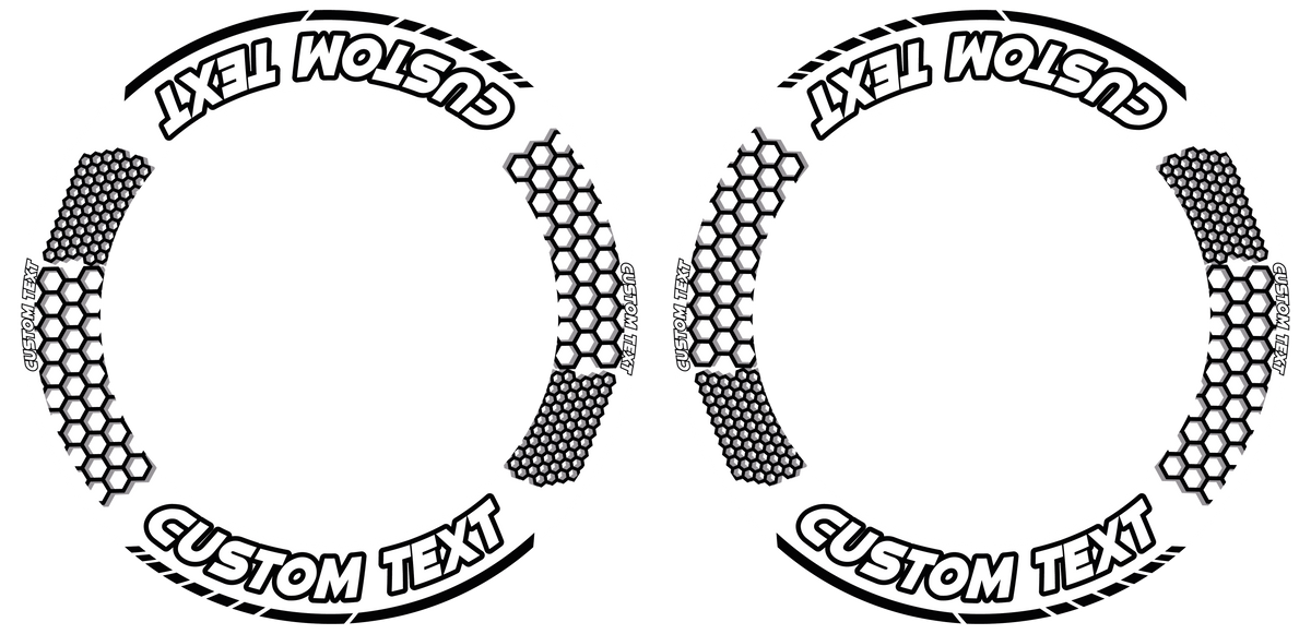 Individuelle Felgenaufkleber "Hexagon" weiss Premium Wheelsticker schwarz