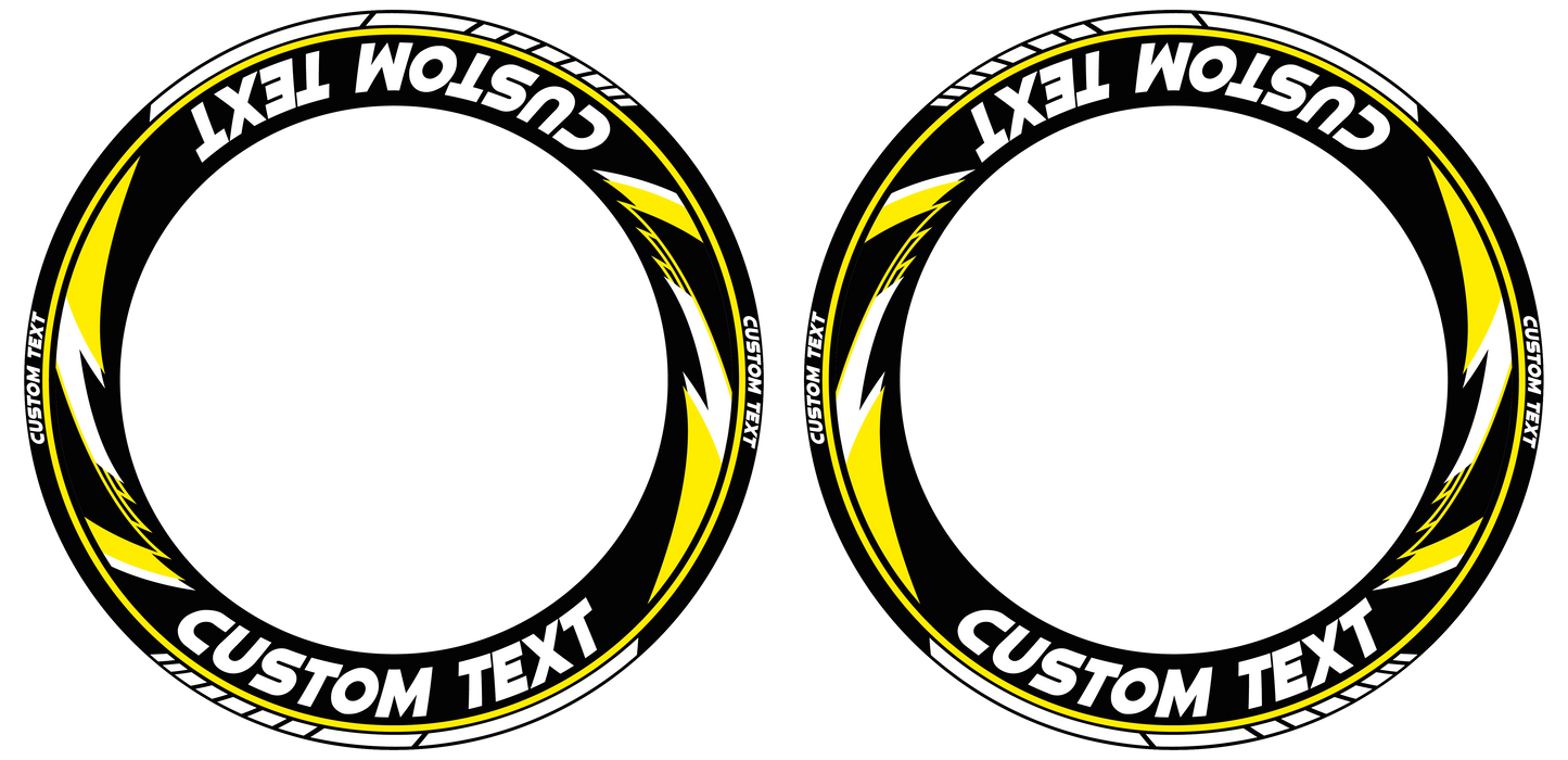 Individuelle Felgenaufkleber "Razor" schwarz Premium Wheelsticker gelb