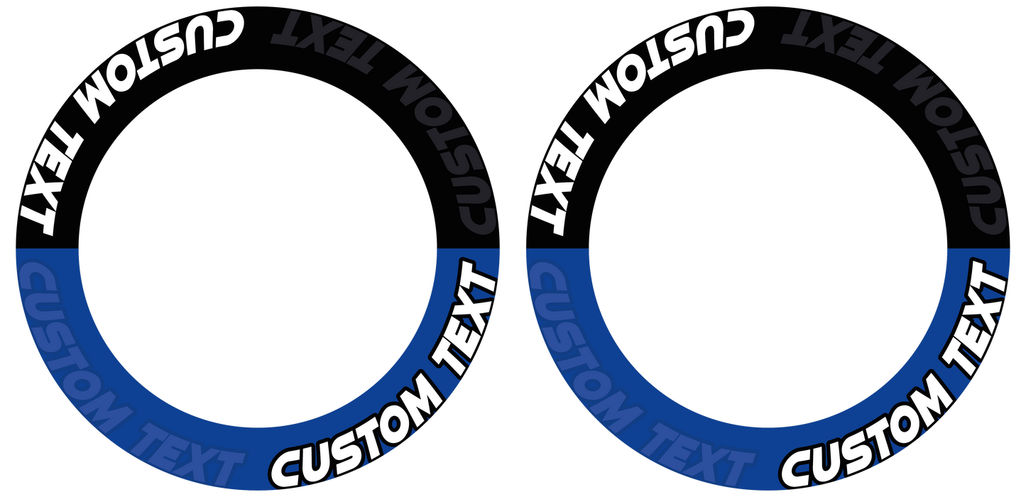 Individuelle Felgenaufkleber "Zoom" schwarz Premium Wheelsticker blau