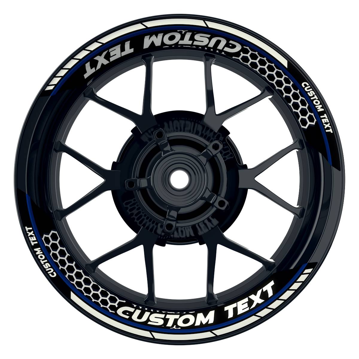 Individuelle Felgenaufkleber "Hexagon" Premium geteilt Wheelsticker blau