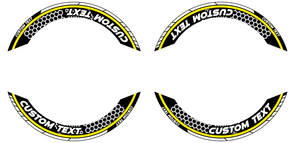 Individuelle Felgenaufkleber "Hexagon" Premium geteilt Wheelsticker gelb