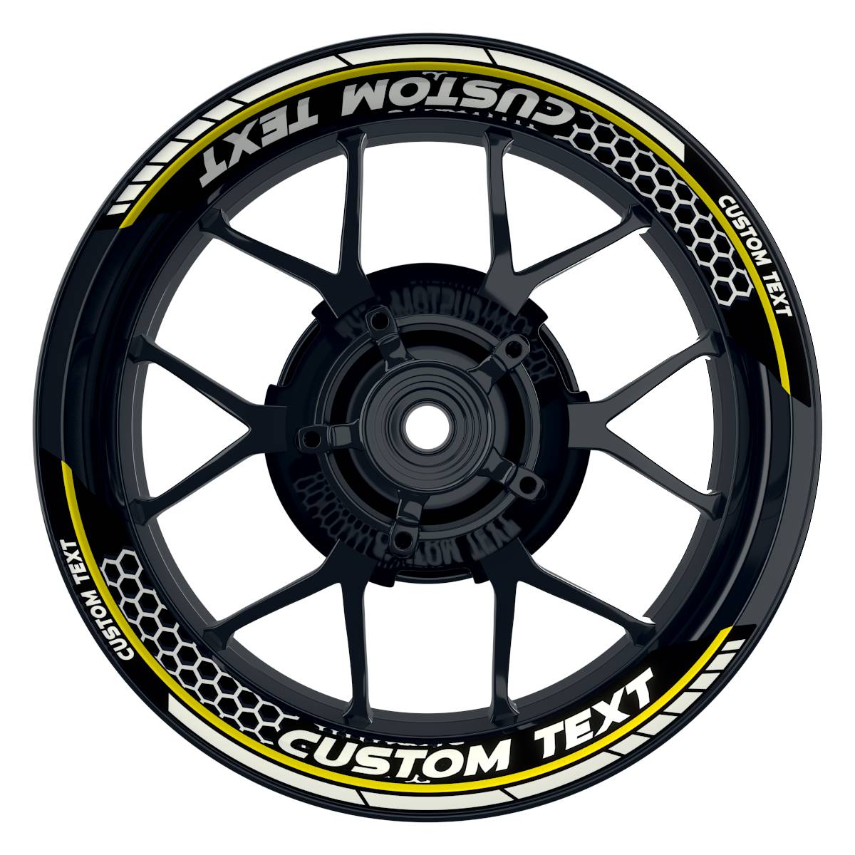 Individuelle Felgenaufkleber "Hexagon" Premium geteilt Wheelsticker gelb