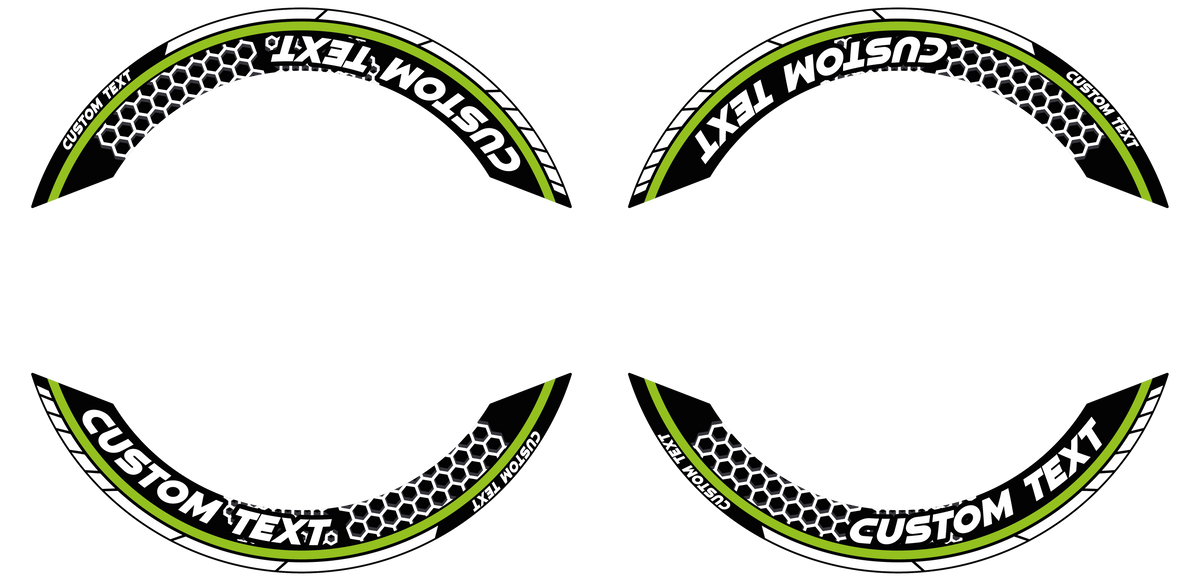 Individuelle Felgenaufkleber "Hexagon" Premium geteilt Wheelsticker grün
