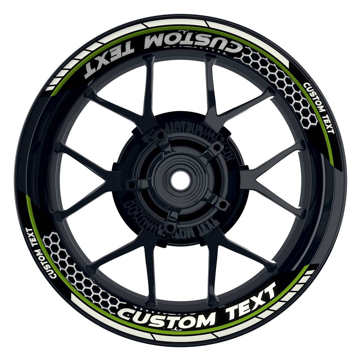 Individuelle Felgenaufkleber "Hexagon" Premium geteilt Wheelsticker grün