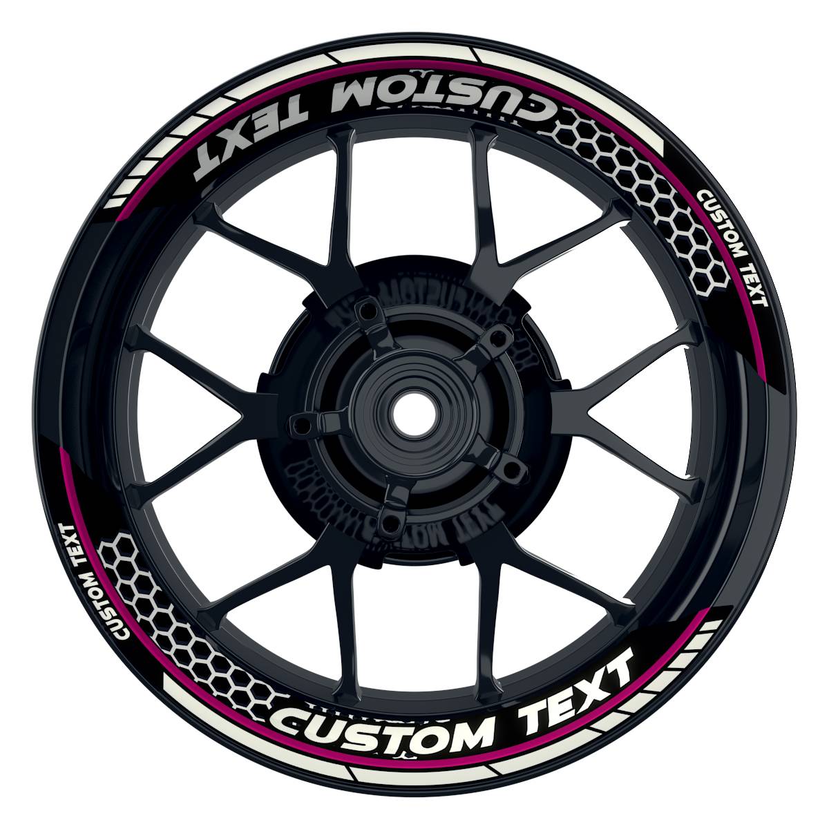 Individuelle Felgenaufkleber "Hexagon" Premium geteilt Wheelsticker pink