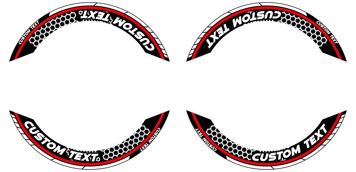 Individuelle Felgenaufkleber "Hexagon" Premium geteilt Wheelsticker rot