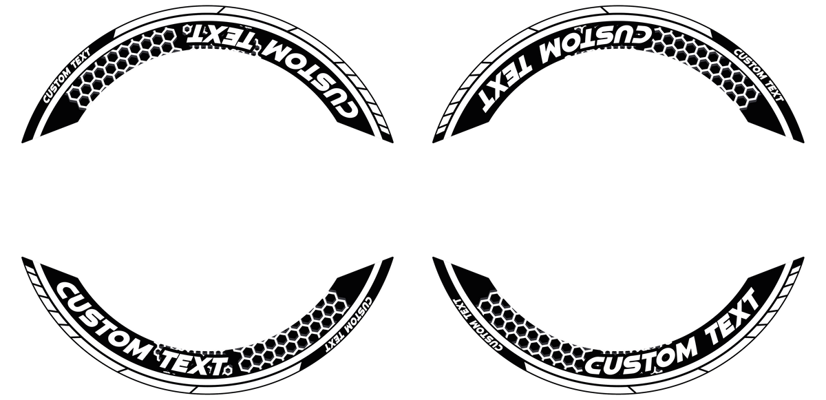 Individuelle Felgenaufkleber "Hexagon" Premium geteilt Wheelsticker schwarz