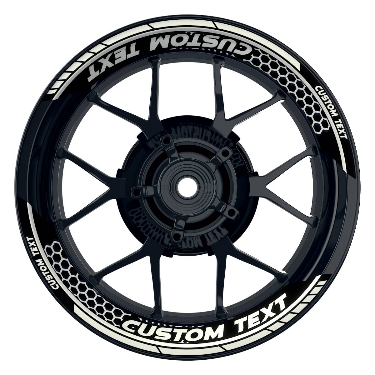 Individuelle Felgenaufkleber "Hexagon" Premium geteilt Wheelsticker schwarz