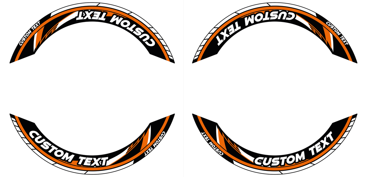 Individuelle Felgenaufkleber "Razor" Premium geteilt Wheelsticker orange