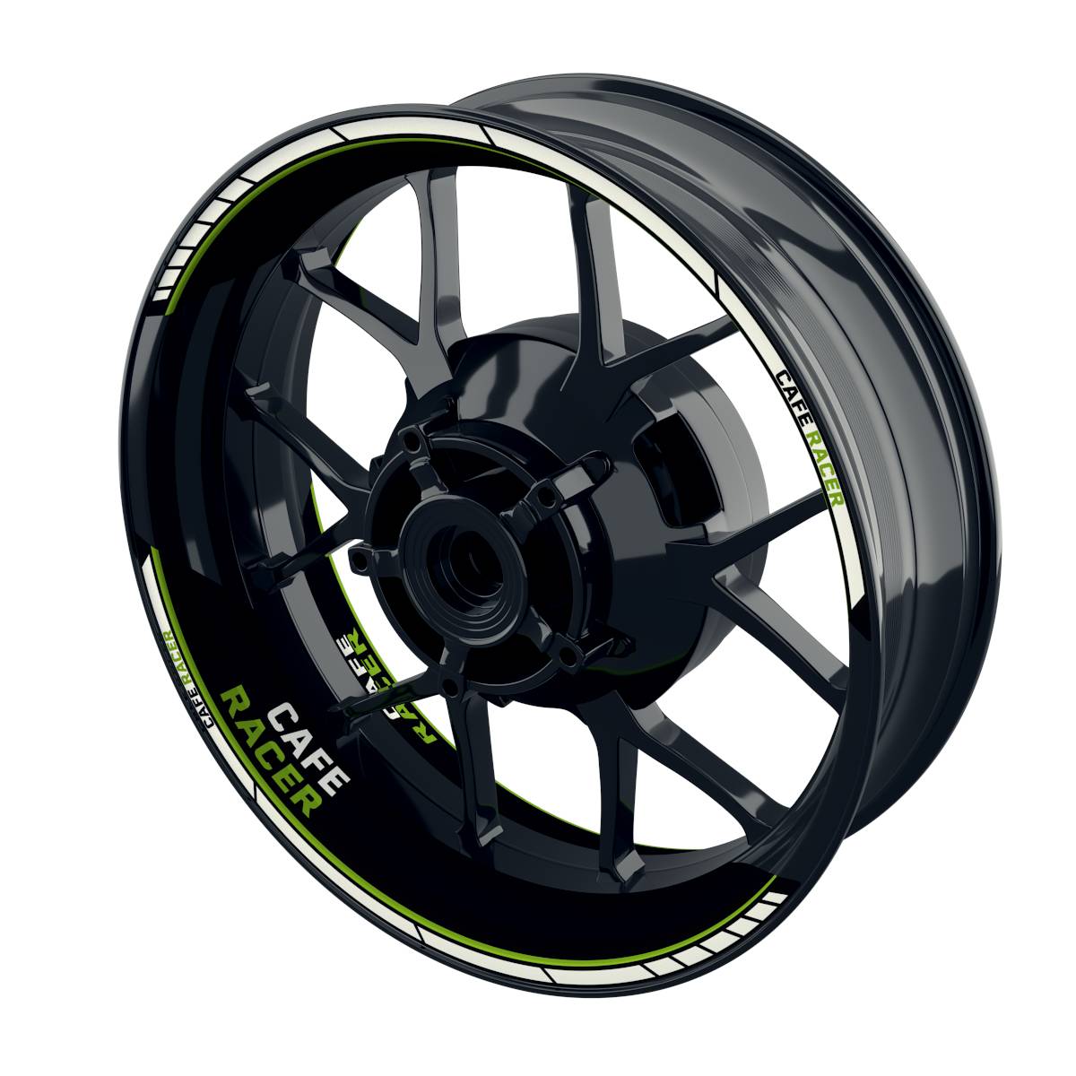 Felgenaufkleber Cafe Racer Clean Wheelsticker Premium geteilt grün