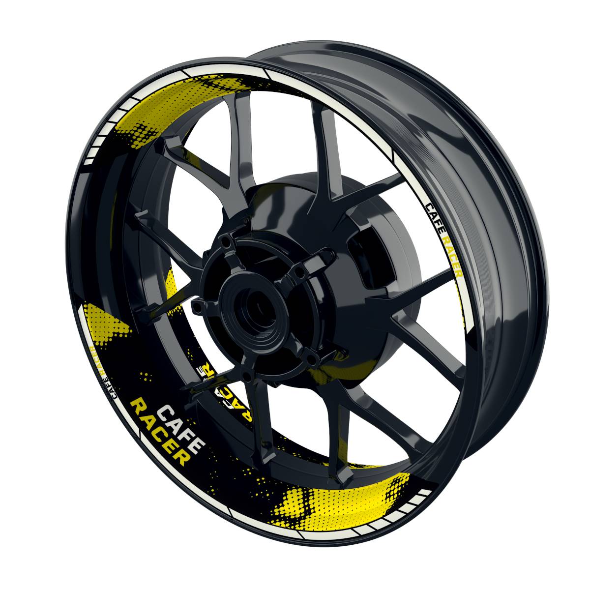 Felgenaufkleber Cafe Racer Dots Wheelsticker Premium geteilt gelb