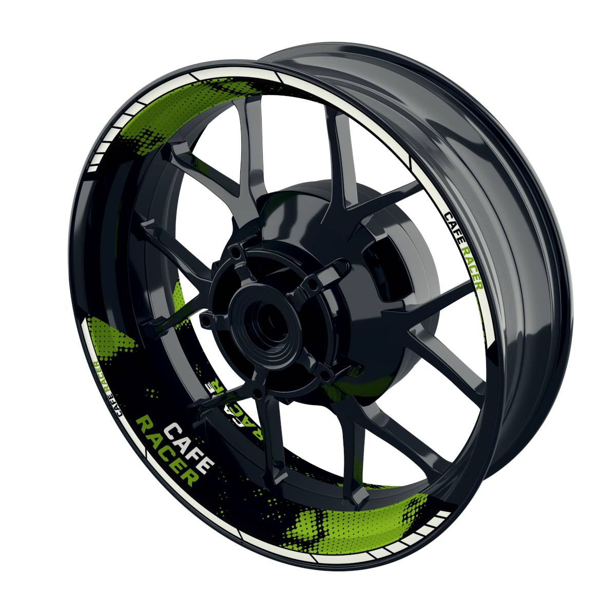 Felgenaufkleber Cafe Racer Dots Wheelsticker Premium geteilt grün