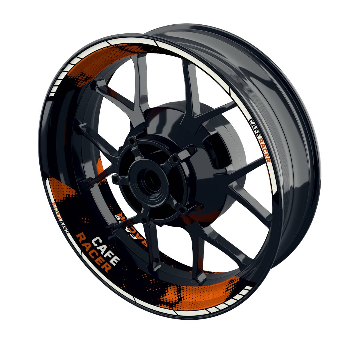 Felgenaufkleber Cafe Racer Dots Wheelsticker Premium geteilt orange