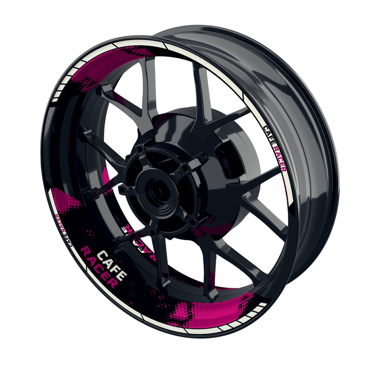 Felgenaufkleber Cafe Racer Dots Wheelsticker Premium geteilt pink