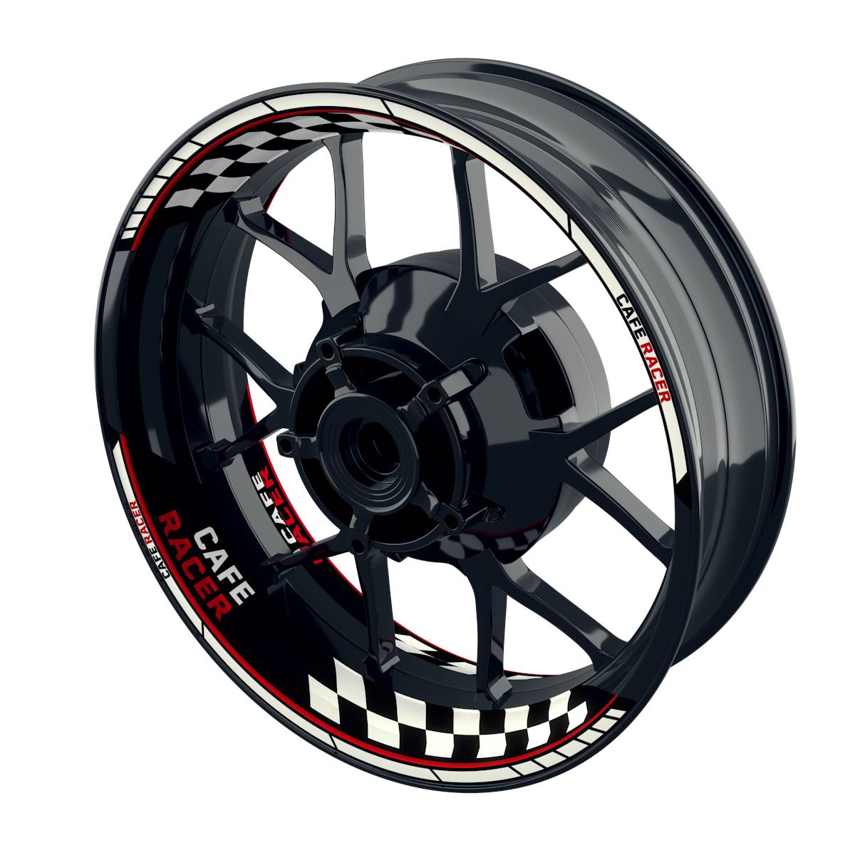 Felgenaufkleber Cafe Racer Grid Wheelsticker Premium geteilt rot