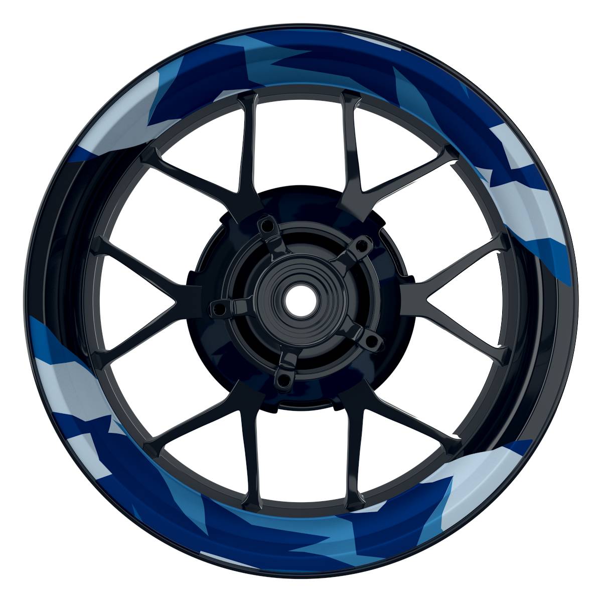 Felgenaufkleber Camouflage Eckig blau Wheelsticker Premium geteilt keine