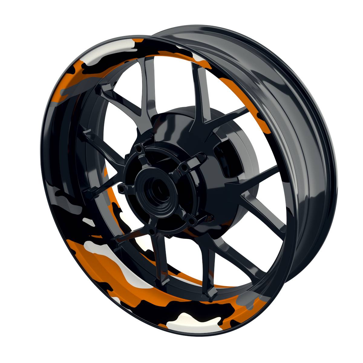 Felgenaufkleber Camouflage rund Premium geteilt orange