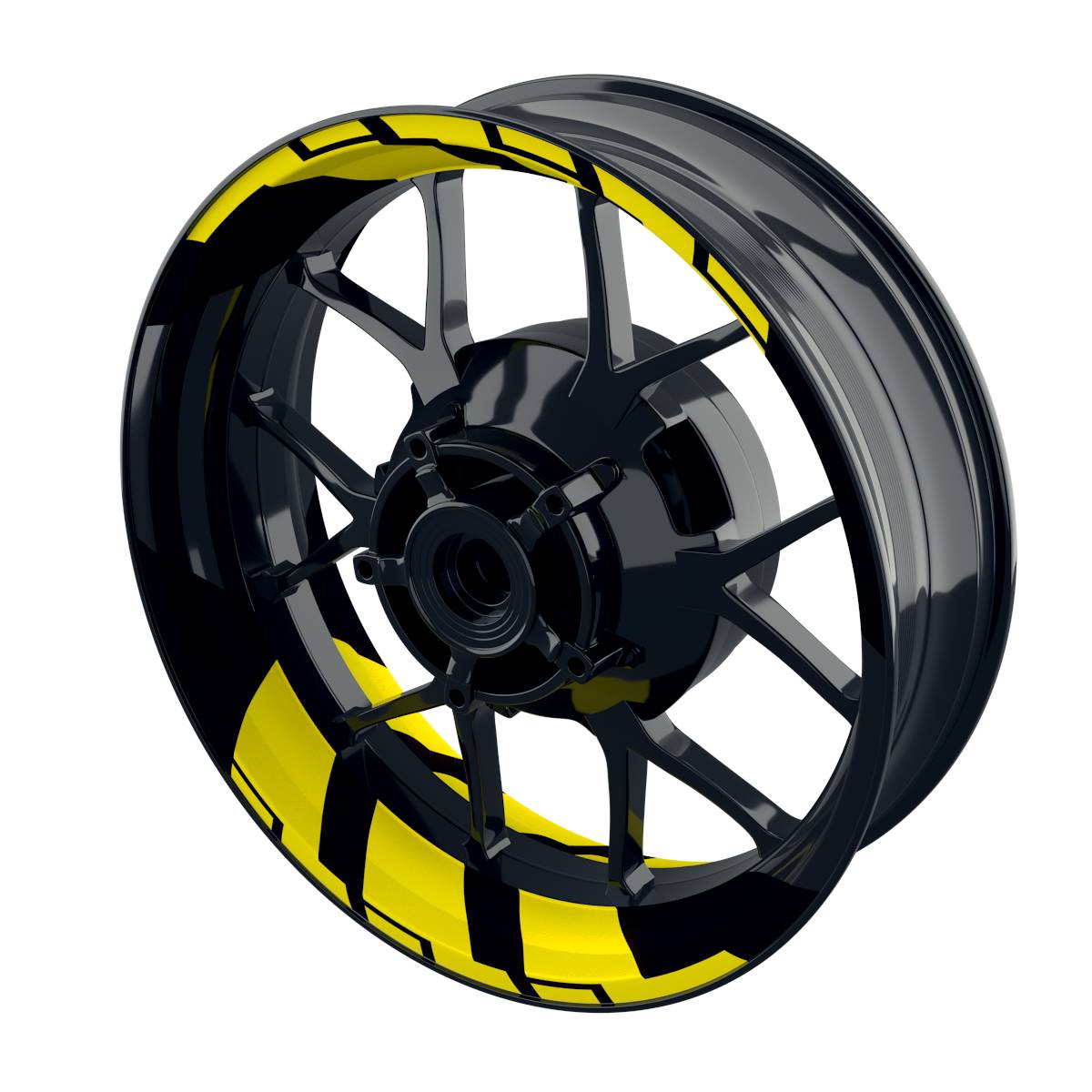 Felgenaufkleber Chainsaw schwarz Wheelsticker Premium geteilt gelb