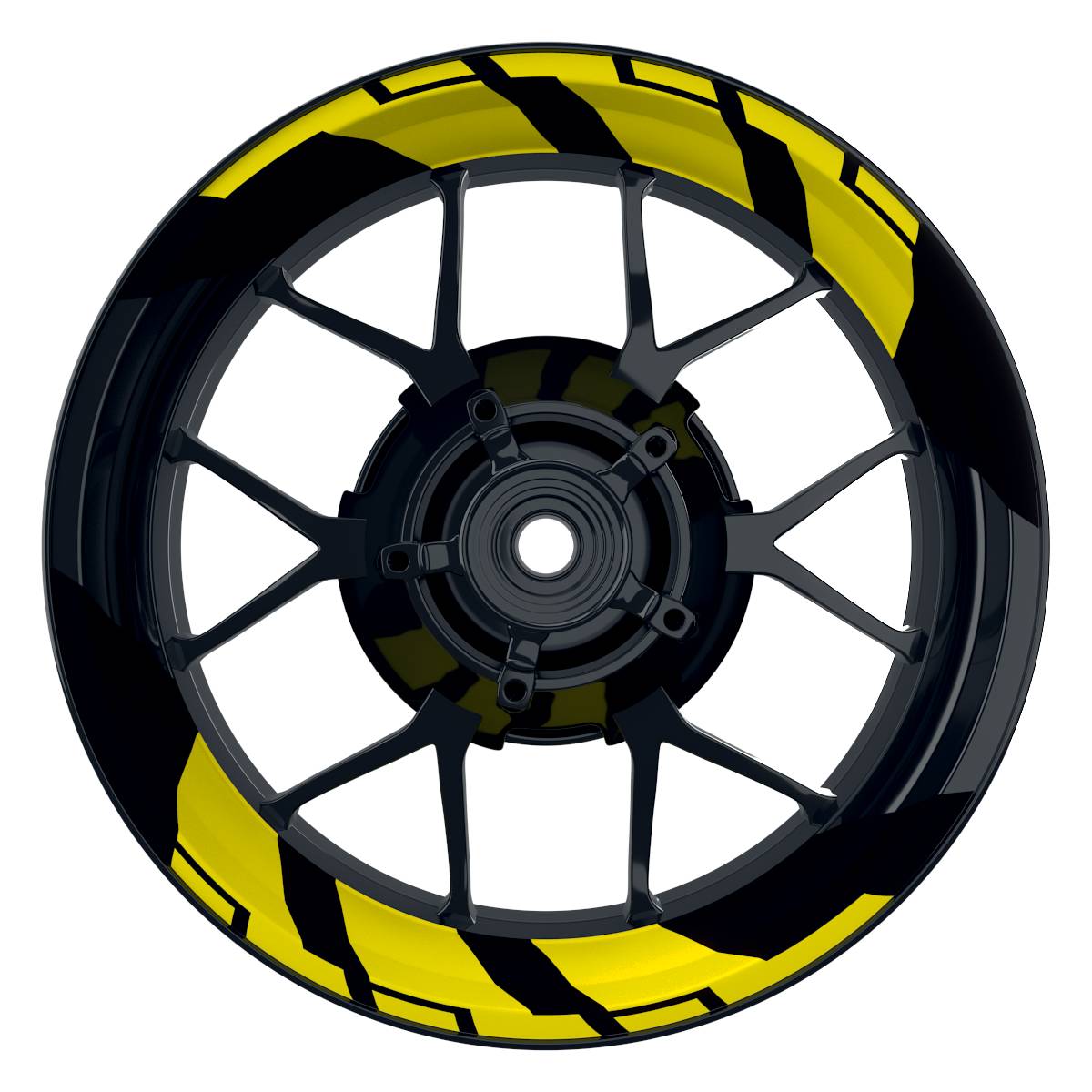 Felgenaufkleber Chainsaw schwarz Wheelsticker Premium geteilt gelb