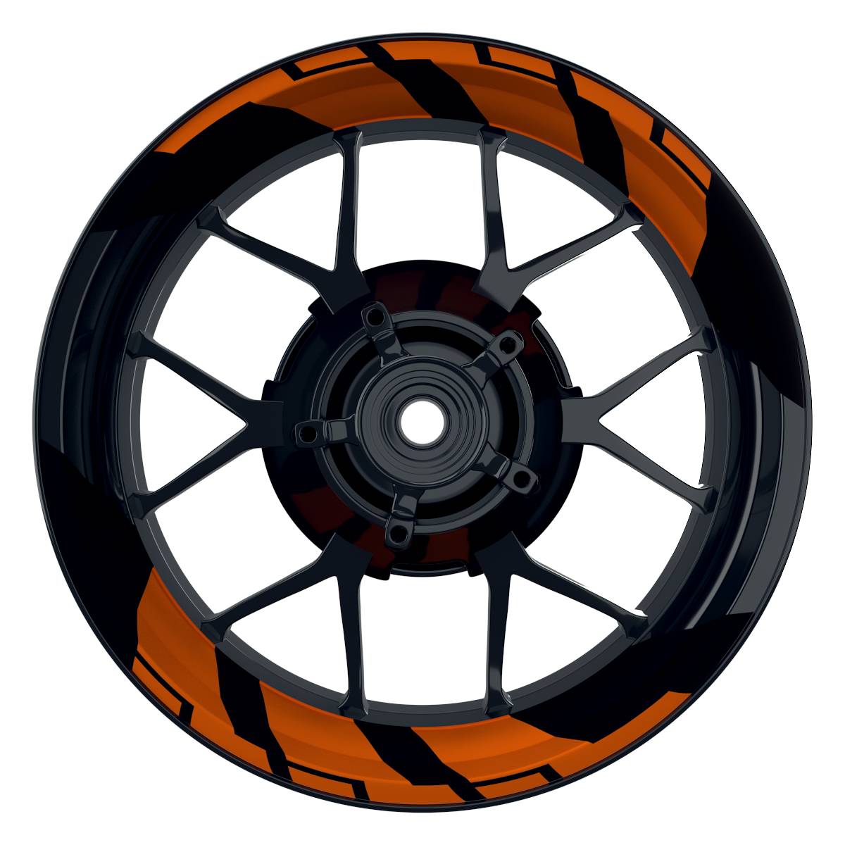 Felgenaufkleber Chainsaw schwarz Wheelsticker Premium geteilt orange